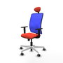 PIQUERAS Y CRESPO Silla de oficina Motilla con mecanismo Sincro, Azul y Naranja oscuro