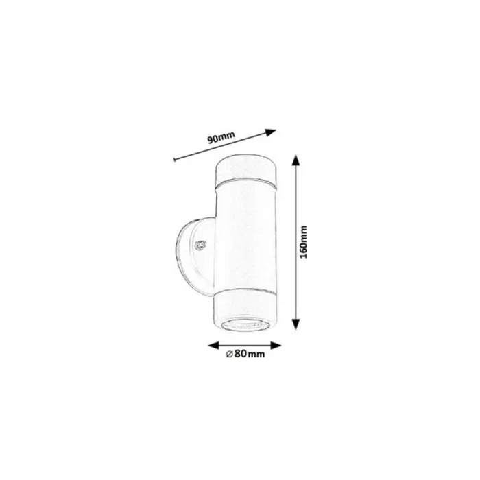 Rabalux Aplique Exterior Medina 8833 Minimalista Plástico Negro Mate GU10 IP44