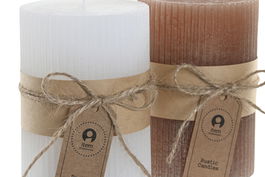 DKD Home Decor Vela Navidad Alpina Blanco Marron Cera Parafina 7 x 10 x 7 cm (12 Unidades)