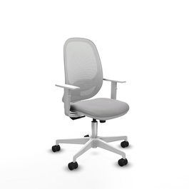 PIQUERAS Y CRESPO Silla de oficina Cilanco con mecanismo Sincro, Gris claro y Blanco