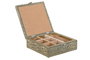 DKD Home Decor Joyero de Madera y Aluminio Champán 18x18x6 cm