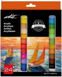 ARTIST BY ALEX BOG Caja de 24 tubos de pintura acrílica de 12 ml, colores surtidos