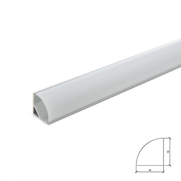 Greenice Perfil de Aluminio para Tira LED Instalación en Esquinas con Difusor Opal 2 Metros Greenice Perfil de Aluminio para Tira LED Instalación en Esquinas con Difusor Opal 2 Metros