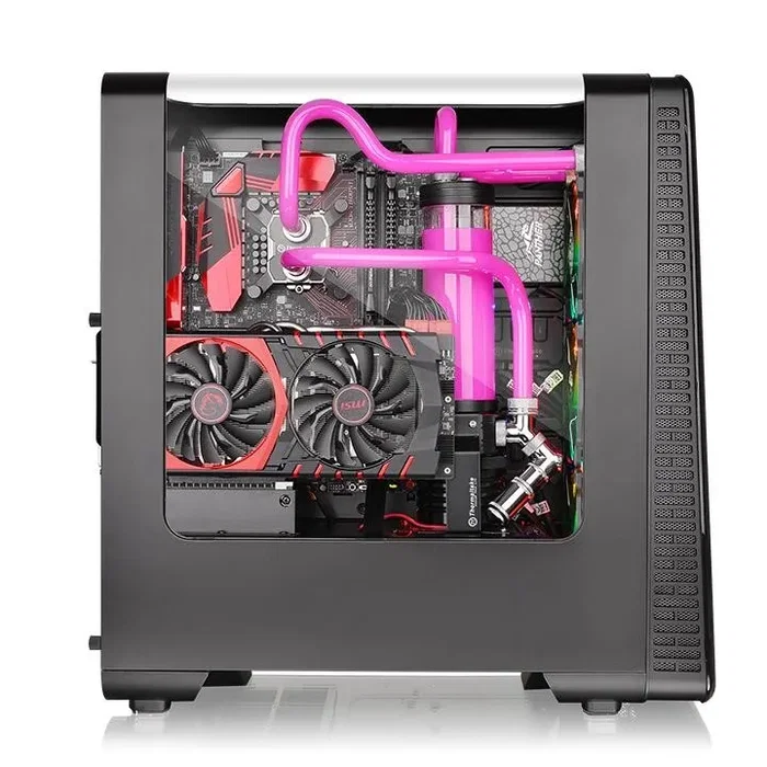 Thermaltake View 28 RGB Gull-Wing Window Black Midi Tower, sin fuente, USB 3.0/2.0, 1x120mm Thermaltake View 28 RGB Gull-Wing Window Black Midi Tower, sin fuente, USB 3.0/2.0, 1x120mm