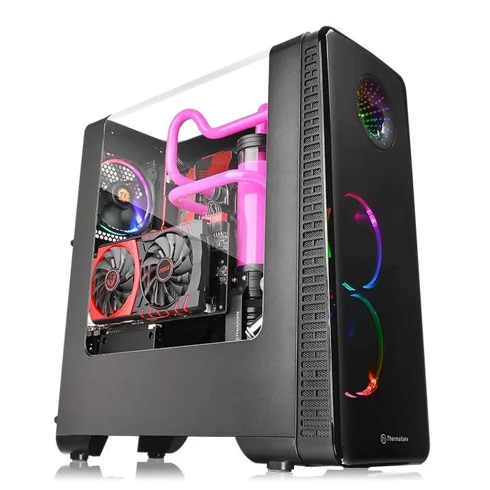 Thermaltake View 28 RGB Gull-Wing Window Black Midi Tower, sin fuente, USB 3.0/2.0, 1x120mm Thermaltake View 28 RGB Gull-Wing Window Black Midi Tower, sin fuente, USB 3.0/2.0, 1x120mm