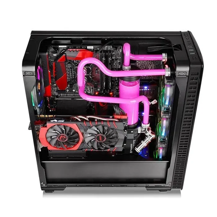 Thermaltake View 28 RGB Gull-Wing Window Black Midi Tower, sin fuente, USB 3.0/2.0, 1x120mm Thermaltake View 28 RGB Gull-Wing Window Black Midi Tower, sin fuente, USB 3.0/2.0, 1x120mm