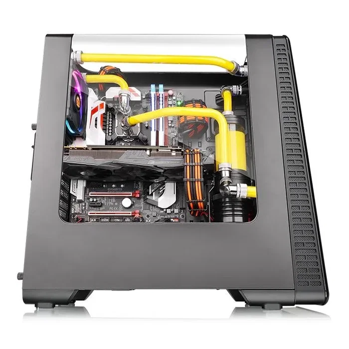Thermaltake View 28 RGB Gull-Wing Window Black Midi Tower, sin fuente, USB 3.0/2.0, 1x120mm Thermaltake View 28 RGB Gull-Wing Window Black Midi Tower, sin fuente, USB 3.0/2.0, 1x120mm