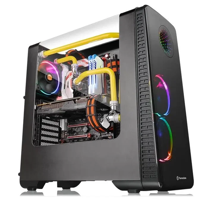 Thermaltake View 28 RGB Gull-Wing Window Black Midi Tower, sin fuente, USB 3.0/2.0, 1x120mm Thermaltake View 28 RGB Gull-Wing Window Black Midi Tower, sin fuente, USB 3.0/2.0, 1x120mm