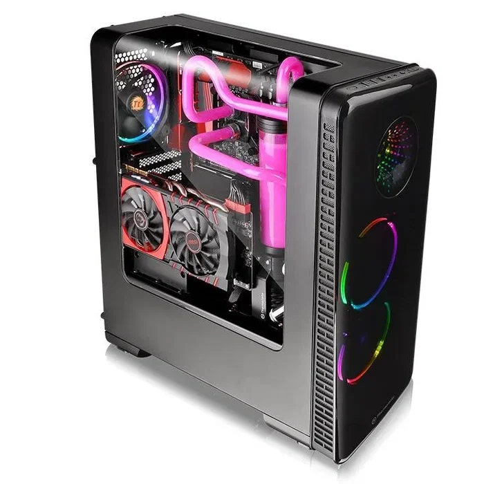 Thermaltake View 28 RGB Gull-Wing Window Black Midi Tower, sin fuente, USB 3.0/2.0, 1x120mm Thermaltake View 28 RGB Gull-Wing Window Black Midi Tower, sin fuente, USB 3.0/2.0, 1x120mm
