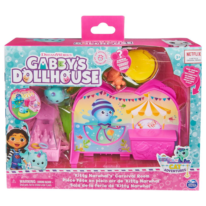 Spin Master Gabby's Dollhouse Deluxe Room Spielset 6068287 - Parque Infantil Multicolor con Kätzchen Narwal para Niños desde 3 Años
