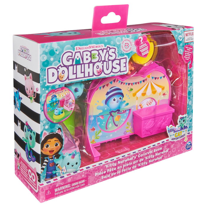 Spin Master Gabby's Dollhouse Deluxe Room Spielset 6068287 - Parque Infantil Multicolor con Kätzchen Narwal para Niños desde 3 Años