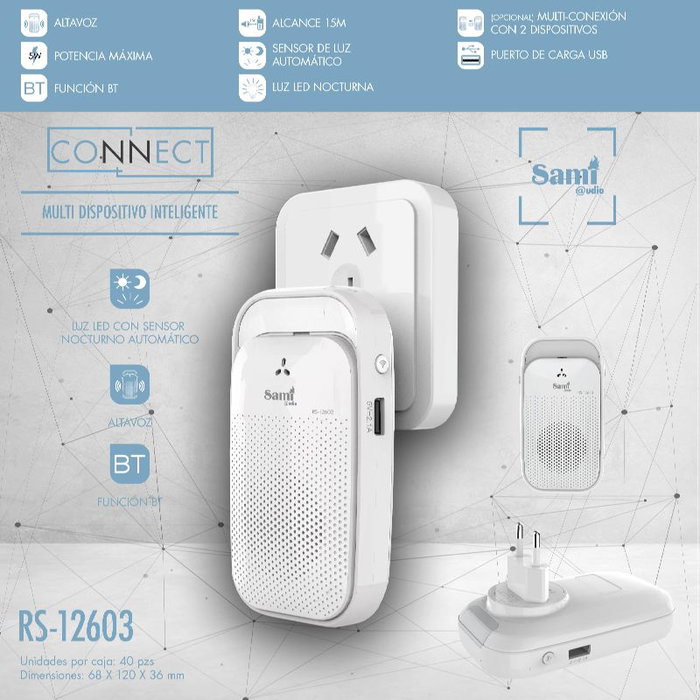 SAMI Dispositivo Smart Sami Connect con Altavoz Bluetooth y Cargador