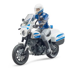 Bruder 62731 Figura de Policía con Motocicleta Ducati Scrambler Juguete Vehículo Policial Detallado con Equipo de Protección, para Niños +3 Años