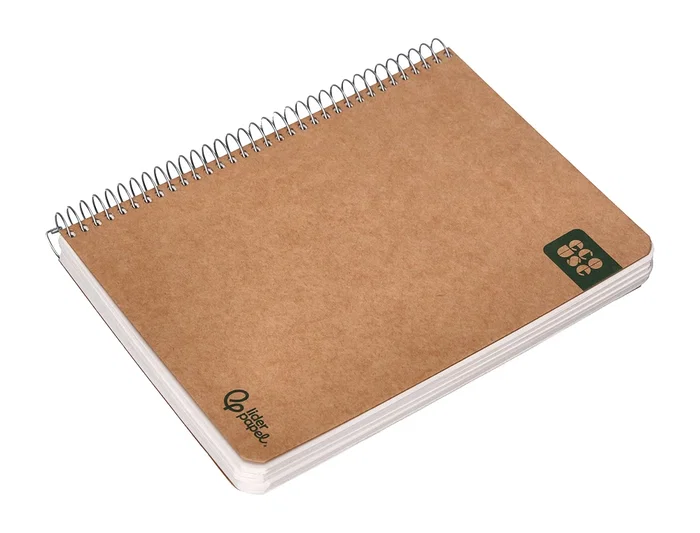 Liderpapel Cuaderno Espiral A5 120 Hojas, Papel 80g 100% Reciclado, Tapa Kraft Contracolada, para Notas, Dibujo o Viaje - Liso