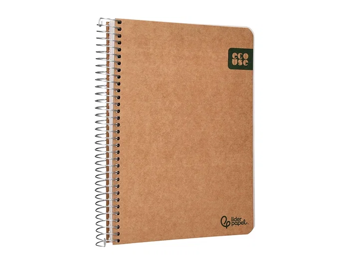 Liderpapel Cuaderno Espiral A5 120 Hojas, Papel 80g 100% Reciclado, Tapa Kraft Contracolada, para Notas, Dibujo o Viaje - Liso
