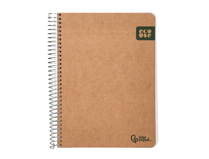 Liderpapel Cuaderno Espiral A5 120 Hojas, Papel 80g 100% Reciclado, Tapa Kraft Contracolada, para Notas, Dibujo o Viaje - Liso