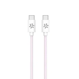 Celly Cable USB C a USB C 1,5 m Algodón Rosa y Blanco