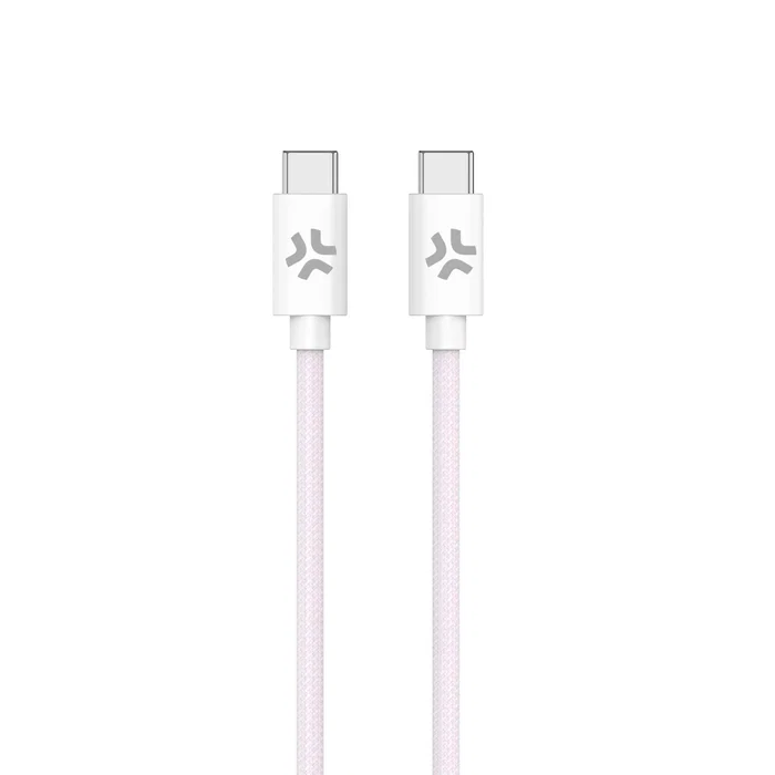 Celly Cable USB C a USB C 1,5 m Algodón Rosa y Blanco Celly Cable USB C a USB C 1,5 m Algodón Rosa y Blanco