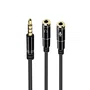 Ewent EC1641 Cable de Audio Adaptador de Jack 3.5mm 4 Pines Macho a 2x Jack 3.5mm 3 Pines Hembra - 0.3 m, Negro
