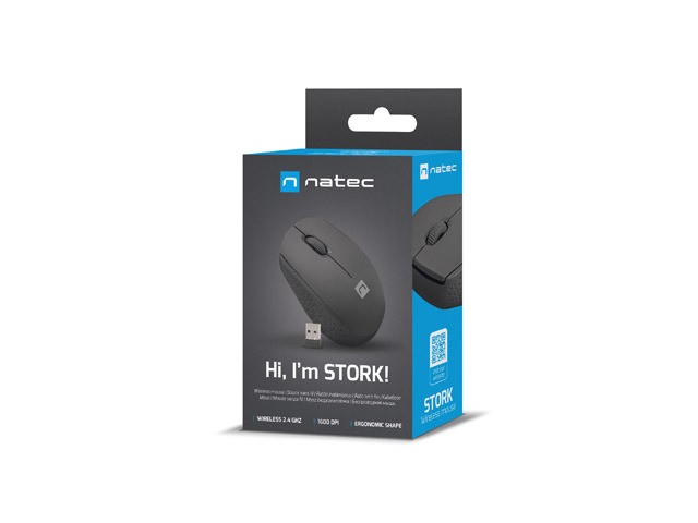 Natec Stork Ratón Óptico Inalámbrico 1600 DPI Negro