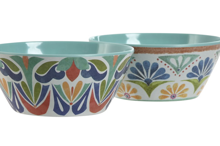 DKD Home Decor Set de Cuencos de Melamina Mandala Multicolor