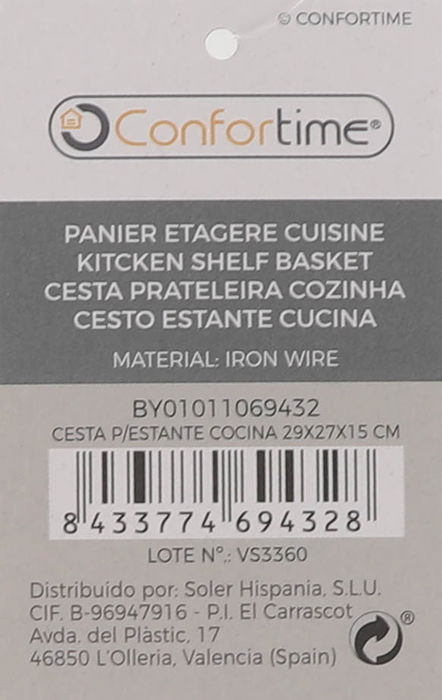 Confortime Cesta para Estante de Cocina 29 cm x 27 cm x 15 cm (12 Unidades)