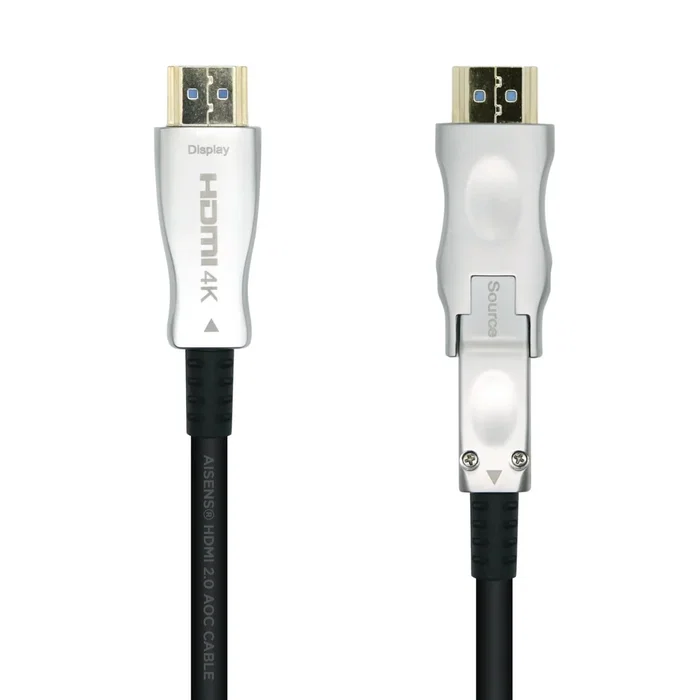 Aisens A148-0513 Cable HDMI 2.0 AOC Premium 40m, Tipo A Macho a Micro HDMI Tipo D Macho, 18Gbps 4K@60Hz HDR10 ARC, Fibra Óptica/Cobre, Incluye Adaptador