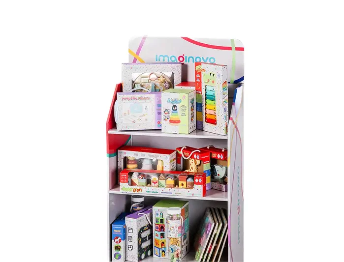 Imaginovo Expositor de cartón para juegos infantiles de suelo con 23 juegos y puzles Imaginovo Expositor de cartón para juegos infantiles de suelo con 23 juegos y puzles