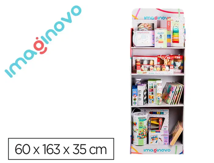 Imaginovo Expositor de cartón para juegos infantiles de suelo con 23 juegos y puzles Imaginovo Expositor de cartón para juegos infantiles de suelo con 23 juegos y puzles