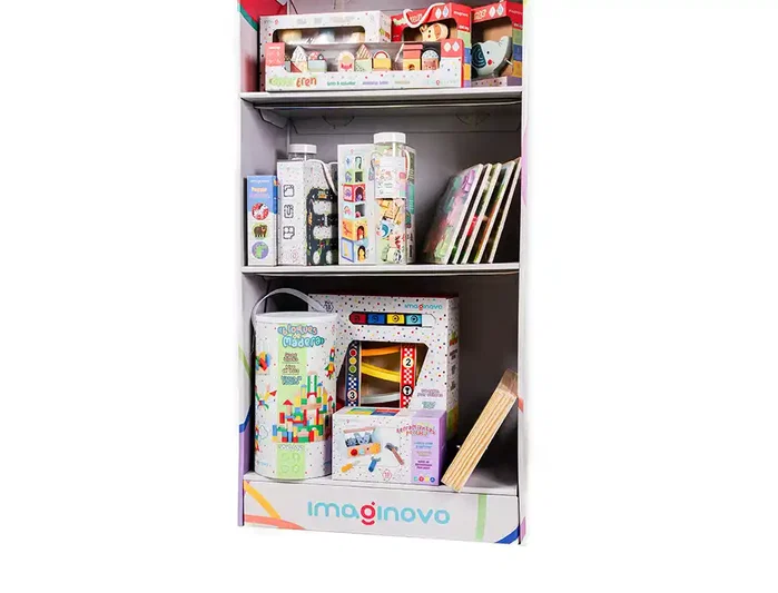 Imaginovo Expositor de cartón para juegos infantiles de suelo con 23 juegos y puzles Imaginovo Expositor de cartón para juegos infantiles de suelo con 23 juegos y puzles