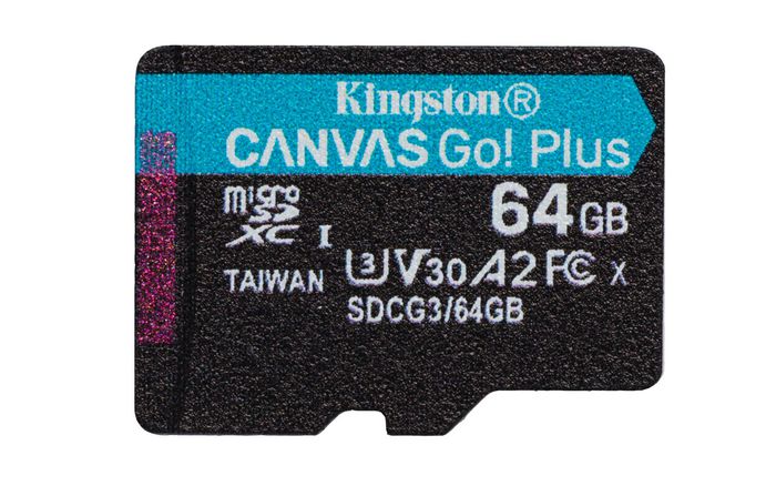 Kingston Canvas Go! Plus 64GB microSDXC U3 V30 A2 con Adaptador SD