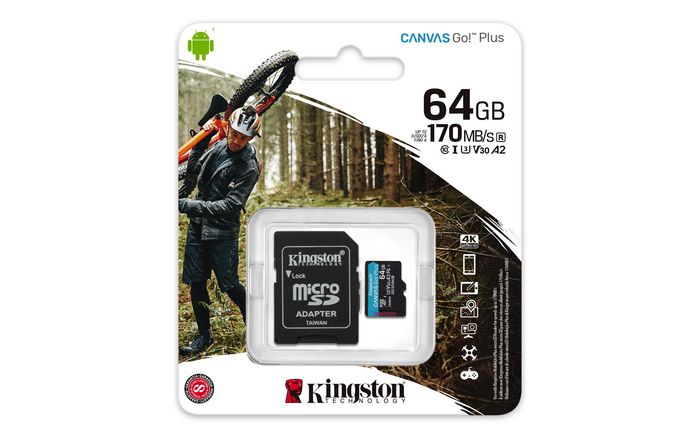 Kingston Canvas Go! Plus 64GB microSDXC U3 V30 A2 con Adaptador SD