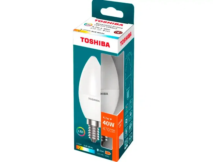 Toshiba Essential C37 Bombilla LED E14 4.7W 2700K Toshiba Essential C37 Bombilla LED E14 4.7W 2700K