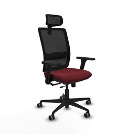 PIQUERAS Y CRESPO Silla de oficina Haches con mecanismo Sincro/Traslack, Granate y Negro