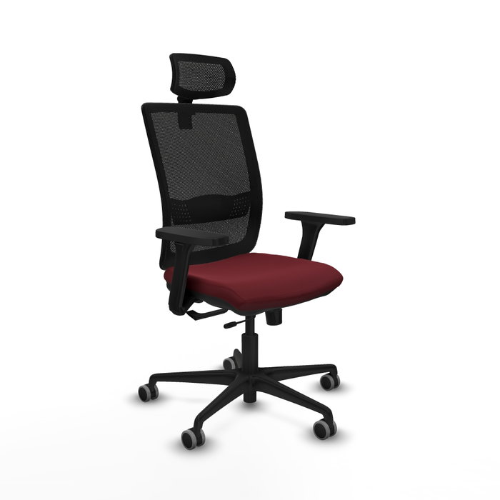 PIQUERAS Y CRESPO Silla de oficina Haches con mecanismo Sincro/Traslack, Granate y Negro PIQUERAS Y CRESPO Silla de oficina Haches con mecanismo Sincro/Traslack, Granate y Negro