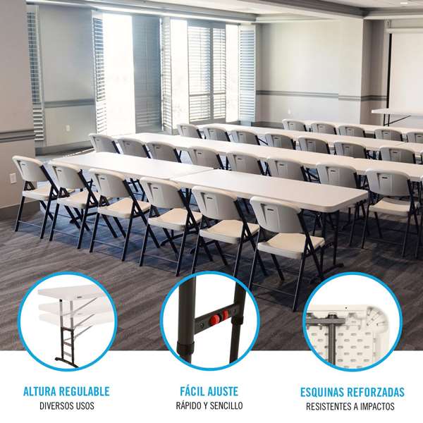 Lifetime Mesa Rectangular Plegable Ajustable en Altura 183x76xh61-91 cm