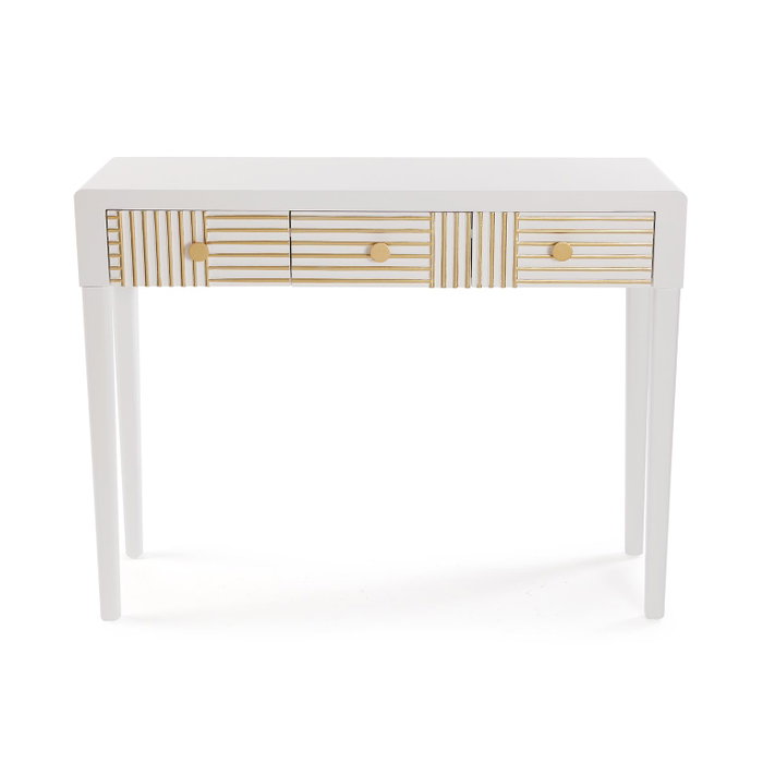 Versa Consola Eclipsia 3 Cajones Minimalista 31x80x101 cm Madera MDF con Vinilo Mármol