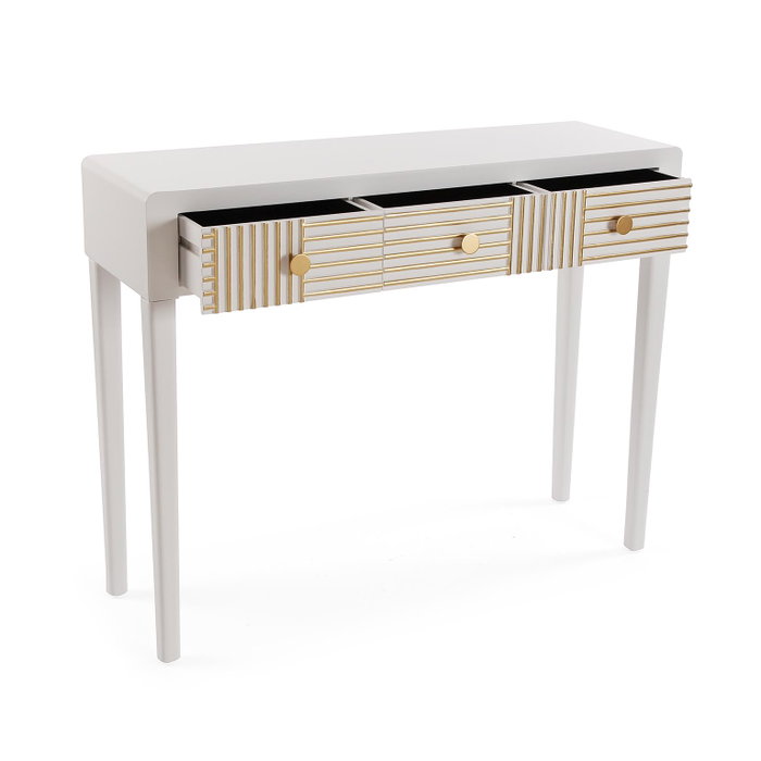 Versa Consola Eclipsia 3 Cajones Minimalista 31x80x101 cm Madera MDF con Vinilo Mármol