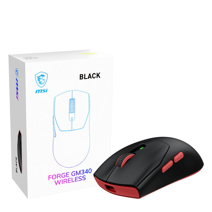 MSI Forge GM340 W Wireless Gaming Ratón Óptico Ambidiestro 12000 DPI 1 ms Negro