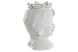 DKD Home Decor Macetero Mediterraneo Sicilia 2024 Blanco Beige Porcelana 10 x 14.5 x 10 cm (4 Unidades)
