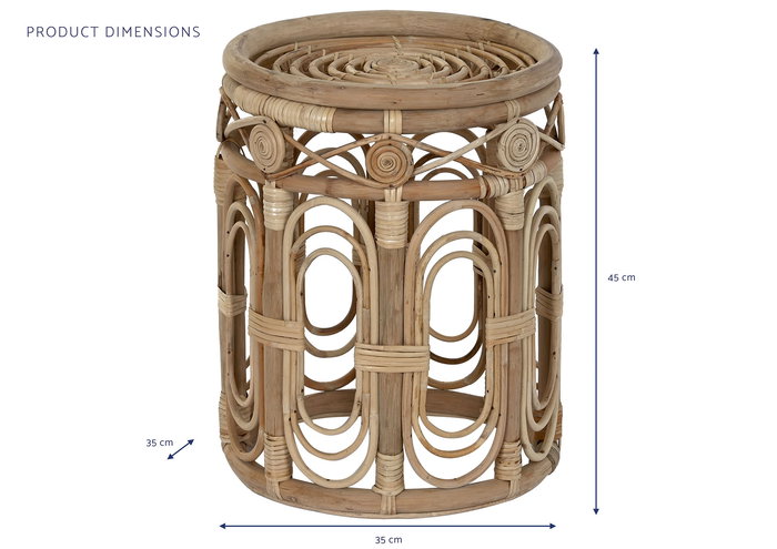 DKD Home Decor Mesita Auxiliar Balines Ratán Natural 35 x 35 x 45 cm