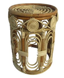 DKD Home Decor Mesita Auxiliar Balines Ratán Natural 35 x 35 x 45 cm