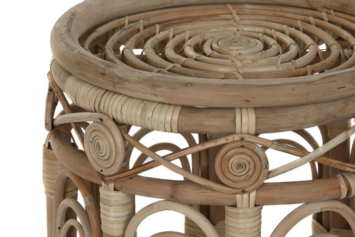 DKD Home Decor Mesita Auxiliar Balines Ratán Natural 35 x 35 x 45 cm