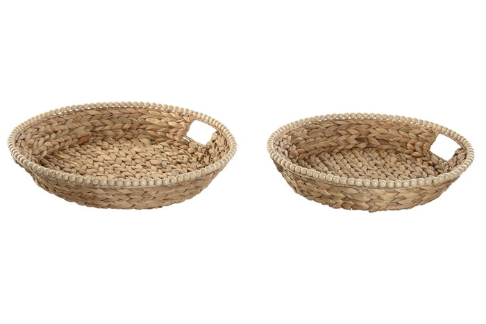 DKD Home Decor Set de 2 Bandejas Jacinto de Agua y Madera Natural DKD Home Decor Set de 2 Bandejas Jacinto de Agua y Madera Natural
