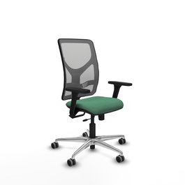 PIQUERAS Y CRESPO Silla de oficina Motilla con mecanismo Sincro/Traslack, Verde esmeralda y Gris