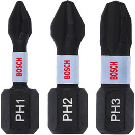 Bosch Juego de 3 Puntas Impact Pro Phillips PH1/2/3 25mm