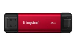 Kingston XS2000 Dual Portable SSD 2TB - USB-C y USB-A 3.2 Gen 2, 1050MB/s, Metal - Negro/Rojo