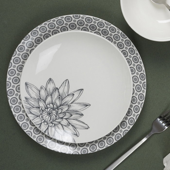 Home Deco Factory Plato Cottage Gris 20 cm