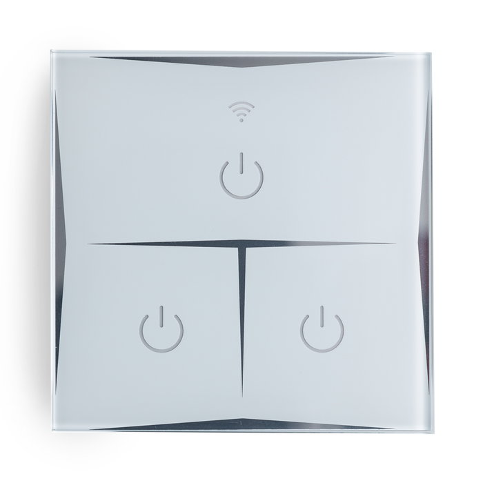 Interruptor Inteligente Táctil Cristal 3 Vía 1800W Compatible Google Home/Alexa