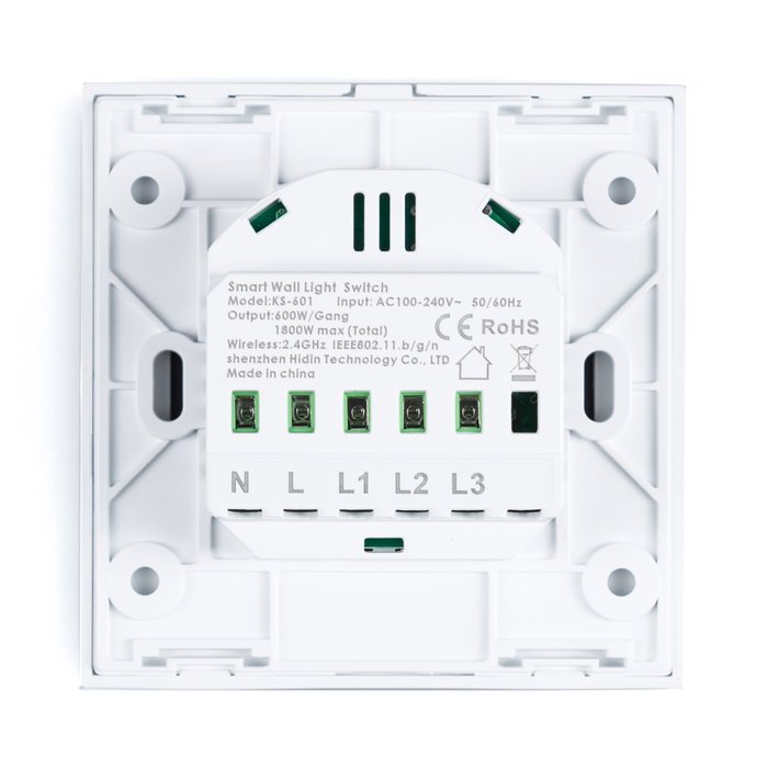 Interruptor Inteligente Táctil Cristal 3 Vía 1800W Compatible Google Home/Alexa